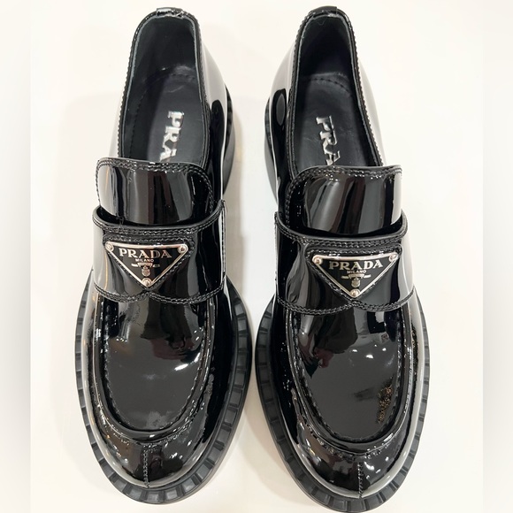 PRADA Triangle Logo Patent Leather Loafers EU:37 - Picture 4 of 14